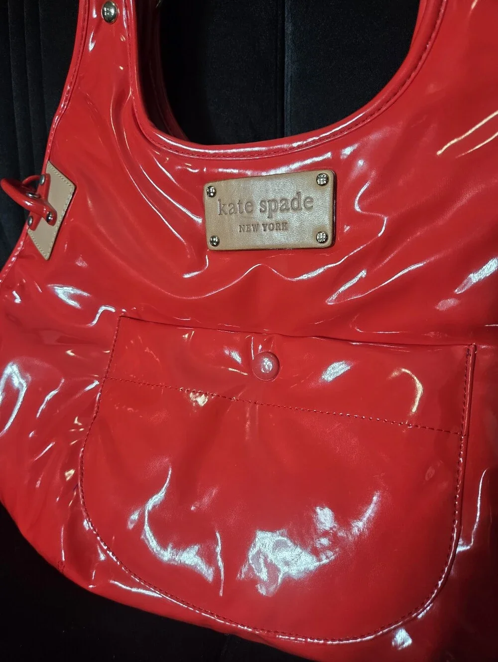 Kate Spade Red Patet Leather Hobo Bag